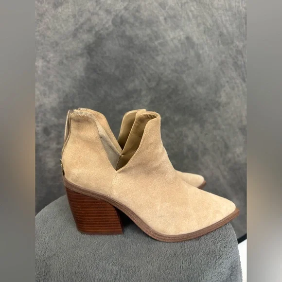 Vince Camuto Tan Suede Western Ankle Boots | Block Heel | Size 9.5 - Picture 7 of 11